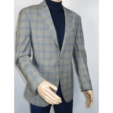 Men's Mono Turkey Sport Coat 100% Super 180s Wool 1480-03 Gray Blue Plaid