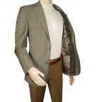 Men's Mono Turkey Sport Coat 100% Super 180s Wool 1480-04 Tan Brown Plaid