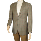Men's Mono Turkey Sport Coat 100% Super 180s Wool 1480-04 Tan Brown Plaid