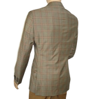 Men's Mono Turkey Sport Coat 100% Super 180s Wool 1480-04 Tan Brown Plaid