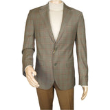 Men's Mono Turkey Sport Coat 100% Super 180s Wool 1480-04 Tan Brown Plaid