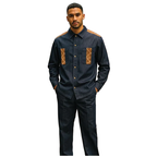 Men's Stacy Adams Two Piece Matching Walking Set Leisure Suit 15072 Indigo Blue