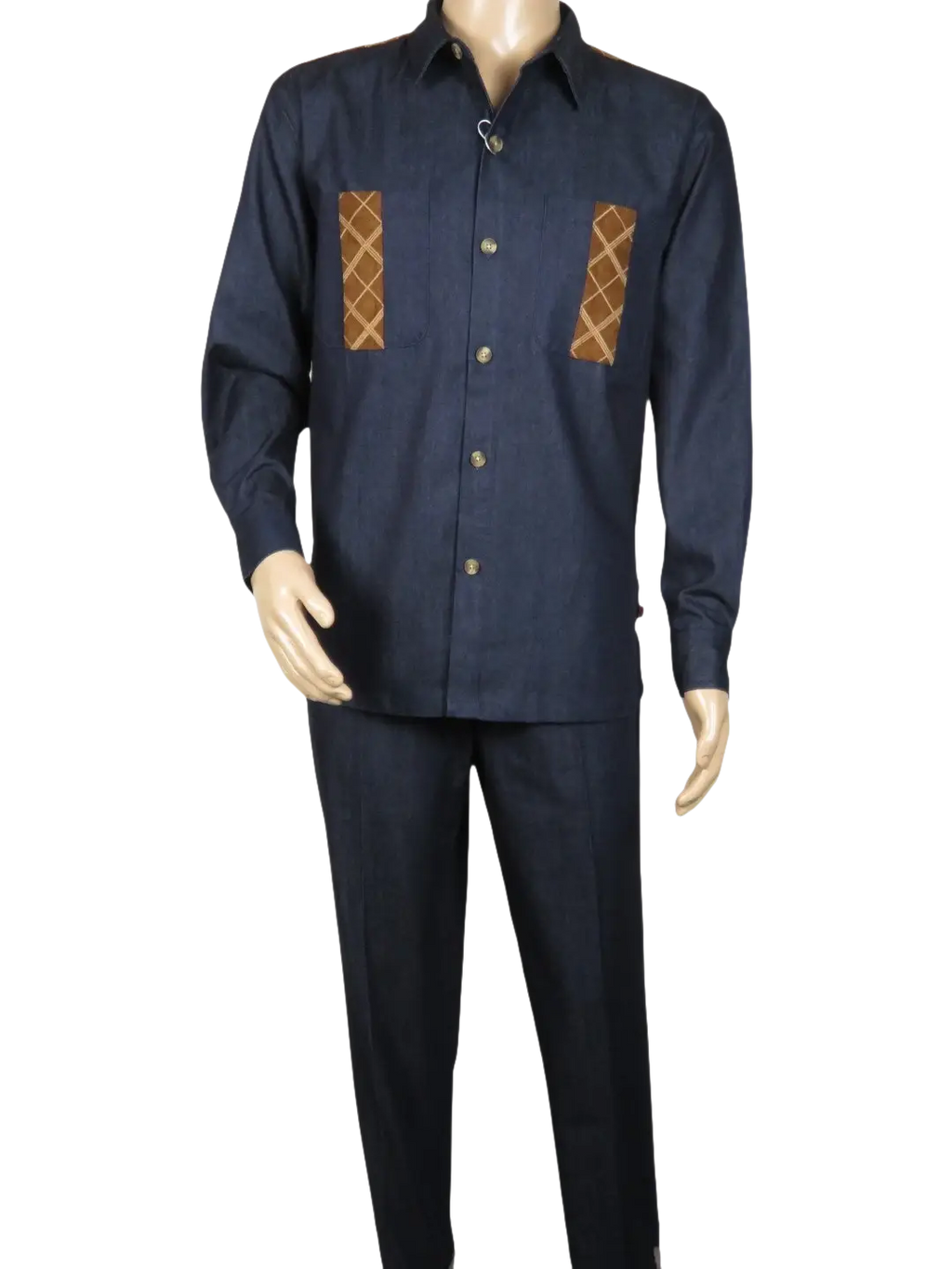 Men's Stacy Adams Two Piece Matching Walking Set Leisure Suit 15072 Indigo Blue