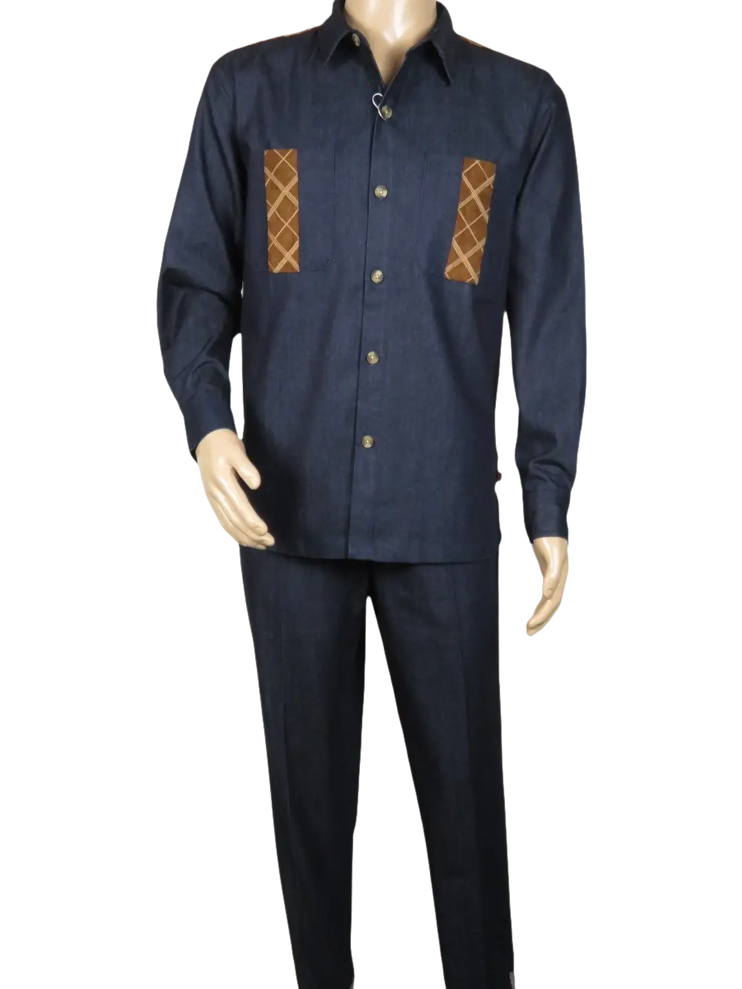 Men's Stacy Adams Two Piece Matching Walking Set Leisure Suit 15072 Indigo Blue
