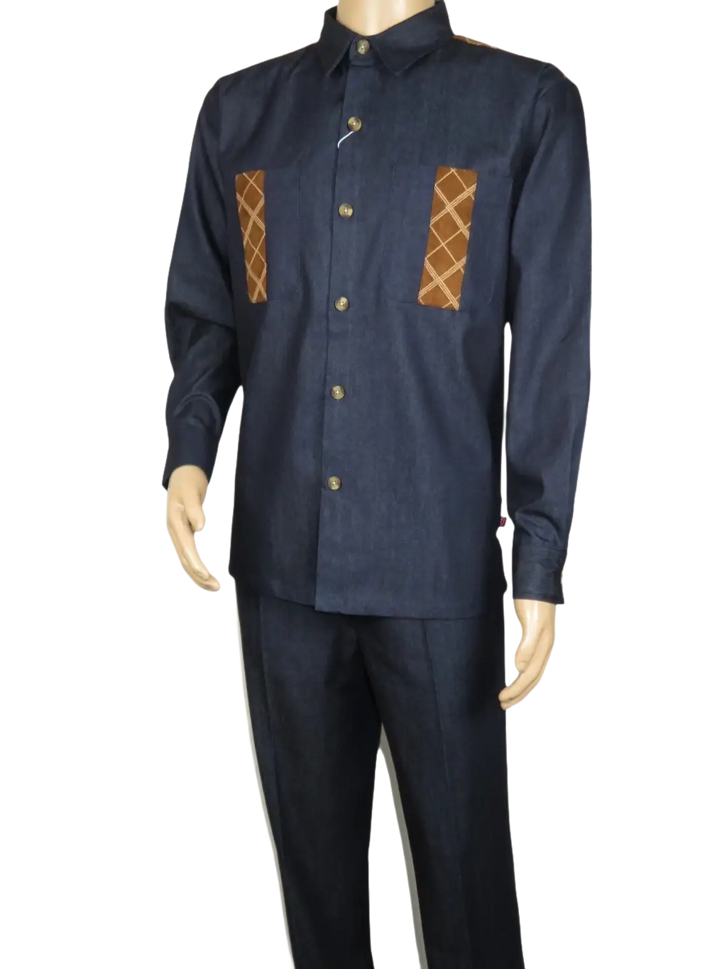 Men's Stacy Adams Two Piece Matching Walking Set Leisure Suit 15072 Indigo Blue