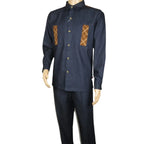 Men's Stacy Adams Two Piece Matching Walking Set Leisure Suit 15072 Indigo Blue