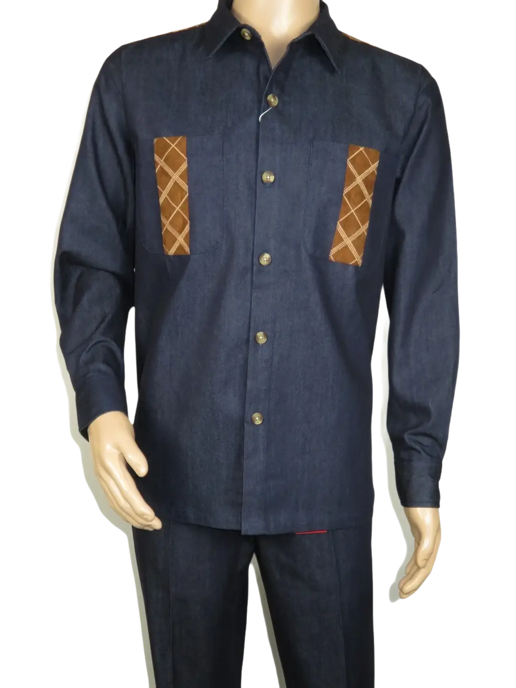 Men's Stacy Adams Two Piece Matching Walking Set Leisure Suit 15072 Indigo Blue