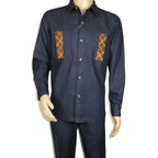 Men's Stacy Adams Two Piece Matching Walking Set Leisure Suit 15072 Indigo Blue