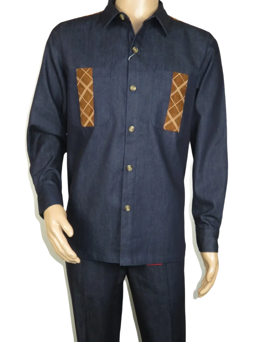 Men's Stacy Adams Two Piece Matching Walking Set Leisure Suit 15072 Indigo Blue