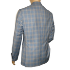 Men's Mono Turkey Sport Coat 100% Super 180s Wool 1522-02 Blue Brown Plaid