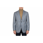 Men's Mono Turkey Sport Coat 100% Super 180s Wool 1522-02 Blue Brown Plaid