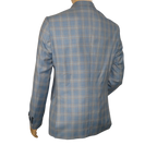 Men's Mono Turkey Sport Coat 100% Super 180s Wool 1522-02 Blue Brown Plaid