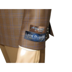 Men's Mono Double Breasted Blazer Super 180s Wool 1523-03 Brown Blue Plaid