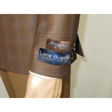 Men's Mono Double Breasted Blazer Super 180s Wool 1523-03 Brown Blue Plaid