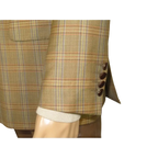 Men's Mono Double Breasted Blazer Super 180s Wool 1523-05 Camel Brown Plaid