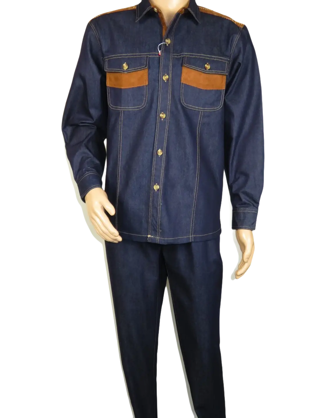 Men's Stacy Adams Two Piece Matching Walking Set Leisure Suit 1528 Denim