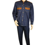 Men's Stacy Adams Two Piece Matching Walking Set Leisure Suit 1528 Denim
