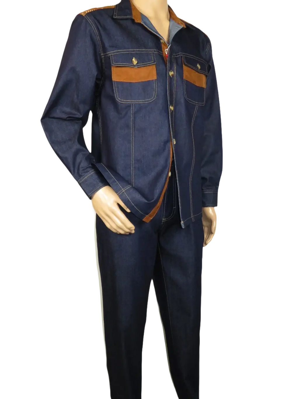 Men's Stacy Adams Two Piece Matching Walking Set Leisure Suit 1528 Denim