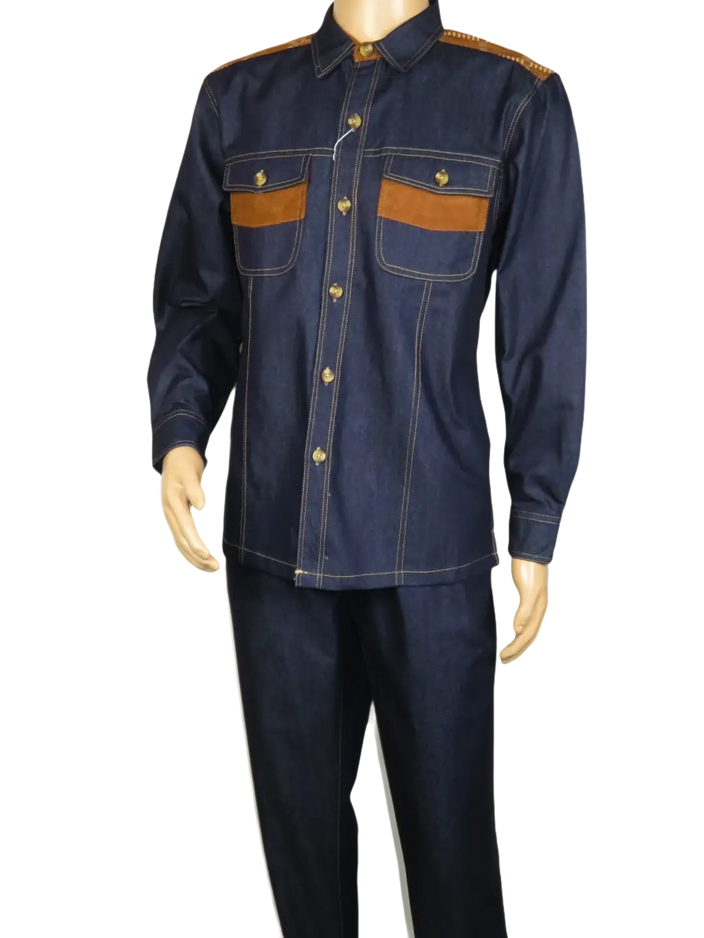 Men's Stacy Adams Two Piece Matching Walking Set Leisure Suit 1528 Denim