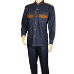 Men's Stacy Adams Two Piece Matching Walking Set Leisure Suit 1528 Denim
