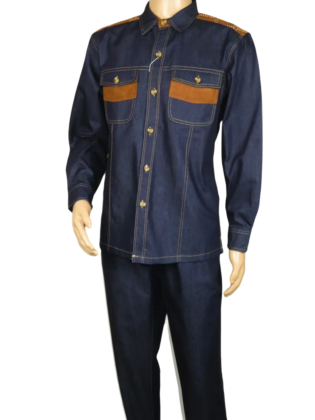 Men's Stacy Adams Two Piece Matching Walking Set Leisure Suit 1528 Denim