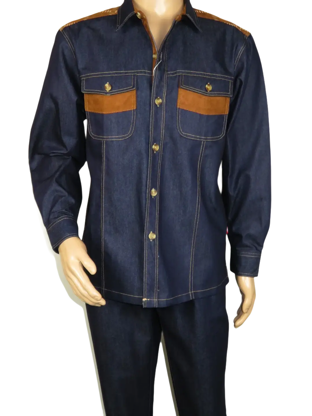 Men's Stacy Adams Two Piece Matching Walking Set Leisure Suit 1528 Denim