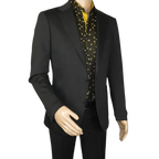 Men's MONO Turkey Casual Dress Jacket Patch Pockets Thick Cotton 1557-01 Black