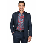 Men's MONO Turkey Casual Dress Jacket Patch Pockets Thick Cotton 1557-002 Navy