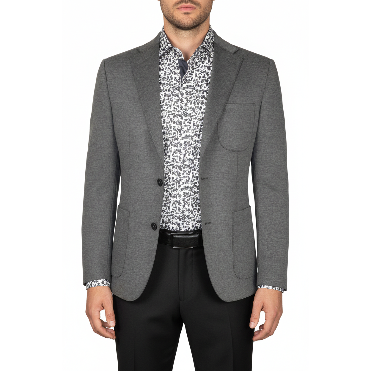 Men's MONO Turkey Casual Dress Jacket Patch Pockets Thick Cotton 1557-04 Gray