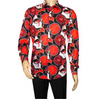 Men's AVM Crystal Shirt Medallion Cotton Turkey Slim Fit 15651-01 Red/Black