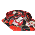 Men's AVM Crystal Shirt Medallion Cotton Turkey Slim Fit 15651-01 Red/Black
