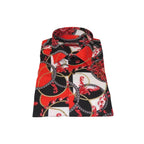 Men's AVM Crystal Shirt Medallion Cotton Turkey Slim Fit 15651-01 Red/Black