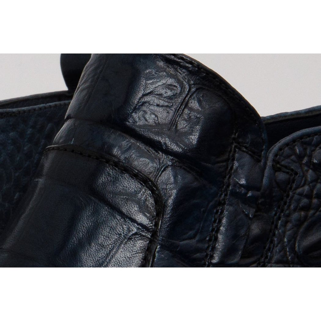 The Randor Navy Blue Crocodile Leather Side-Zip Dress Ankle Men Boot