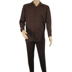 Men's MONTIQUE Two Piece Set Walking Leisure Suit Long Sleeves 1641 Brown