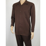 Men's MONTIQUE Two Piece Set Walking Leisure Suit Long Sleeves 1641 Brown