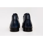 The Randor Navy Blue Crocodile Leather Side-Zip Dress Ankle Men Boot