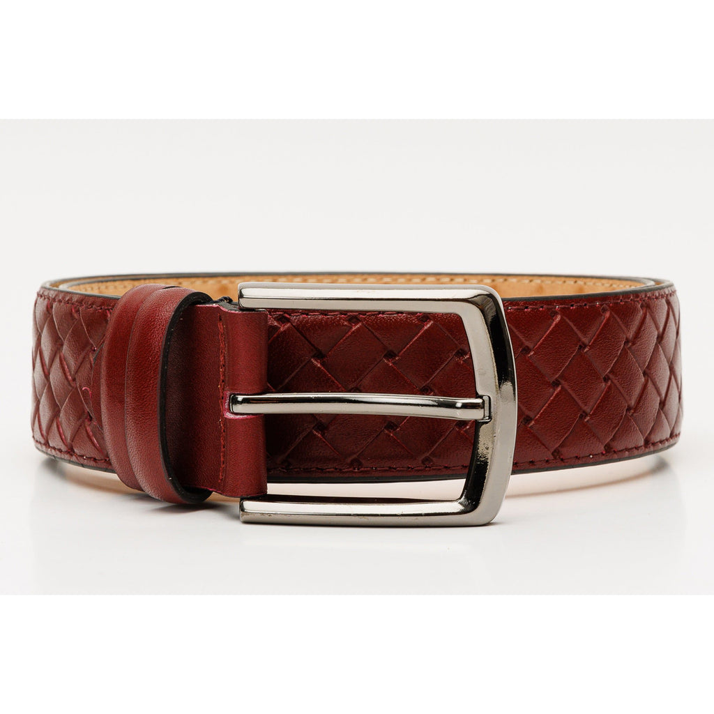 The Turan Burgundy Woven Leather Belt