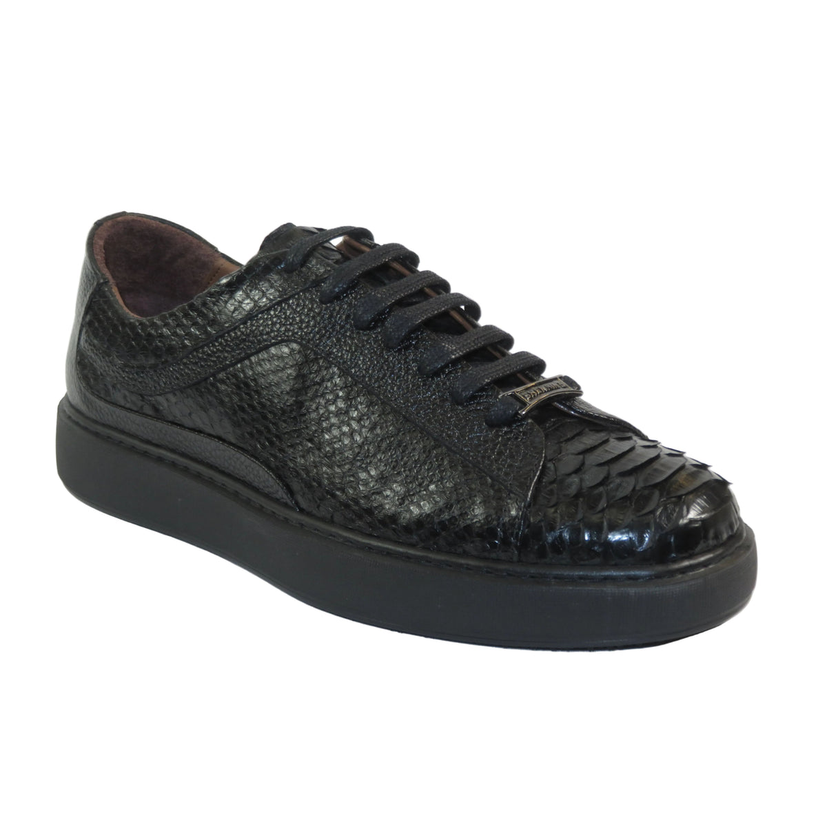 Men's Sneaker Shoes By SHENBINS Genuine Python and Deer Leather Hand Made 17031 Black