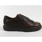 Men's Sneaker Shoes By SHENBINS Genuine Python and Deer Leather Hand Made 17031 Brown