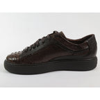 Men's Sneaker Shoes By SHENBINS Genuine Python and Deer Leather Hand Made 17031 Brown