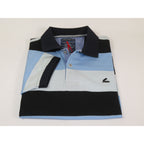 Mens Short Sleeves Fancy Polo Shirt large Panel Design by Targetti Rome 1713 Multi Blue