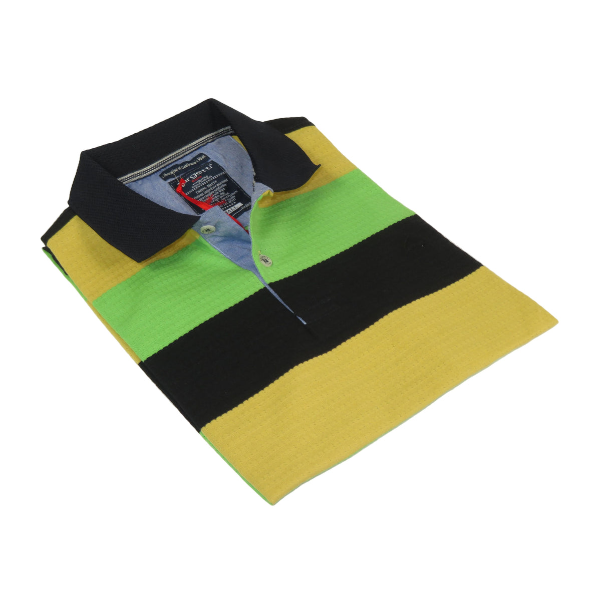 Mens Short Sleeves Fancy Polo Shirt large Panel Design by Targetti Rome 1713 Multi Green