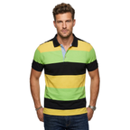 Mens Short Sleeves Fancy Polo Shirt large Panel Design by Targetti Rome 1713 Multi Green