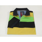 Mens Short Sleeves Fancy Polo Shirt large Panel Design by Targetti Rome 1713 Multi Green