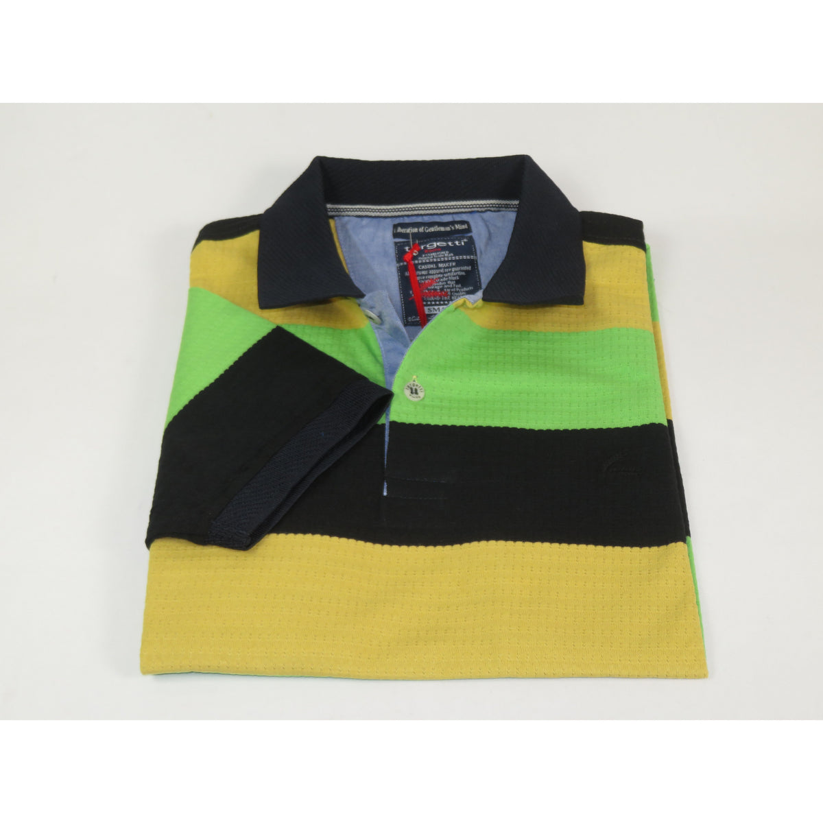 Mens Short Sleeves Fancy Polo Shirt large Panel Design by Targetti Rome 1713 Multi Green