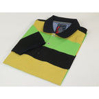 Mens Short Sleeves Fancy Polo Shirt large Panel Design by Targetti Rome 1713 Multi Green