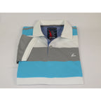 Mens Short Sleeves Fancy Polo Shirt large Panel Design by Targetti Rome 1713 Multi Teal