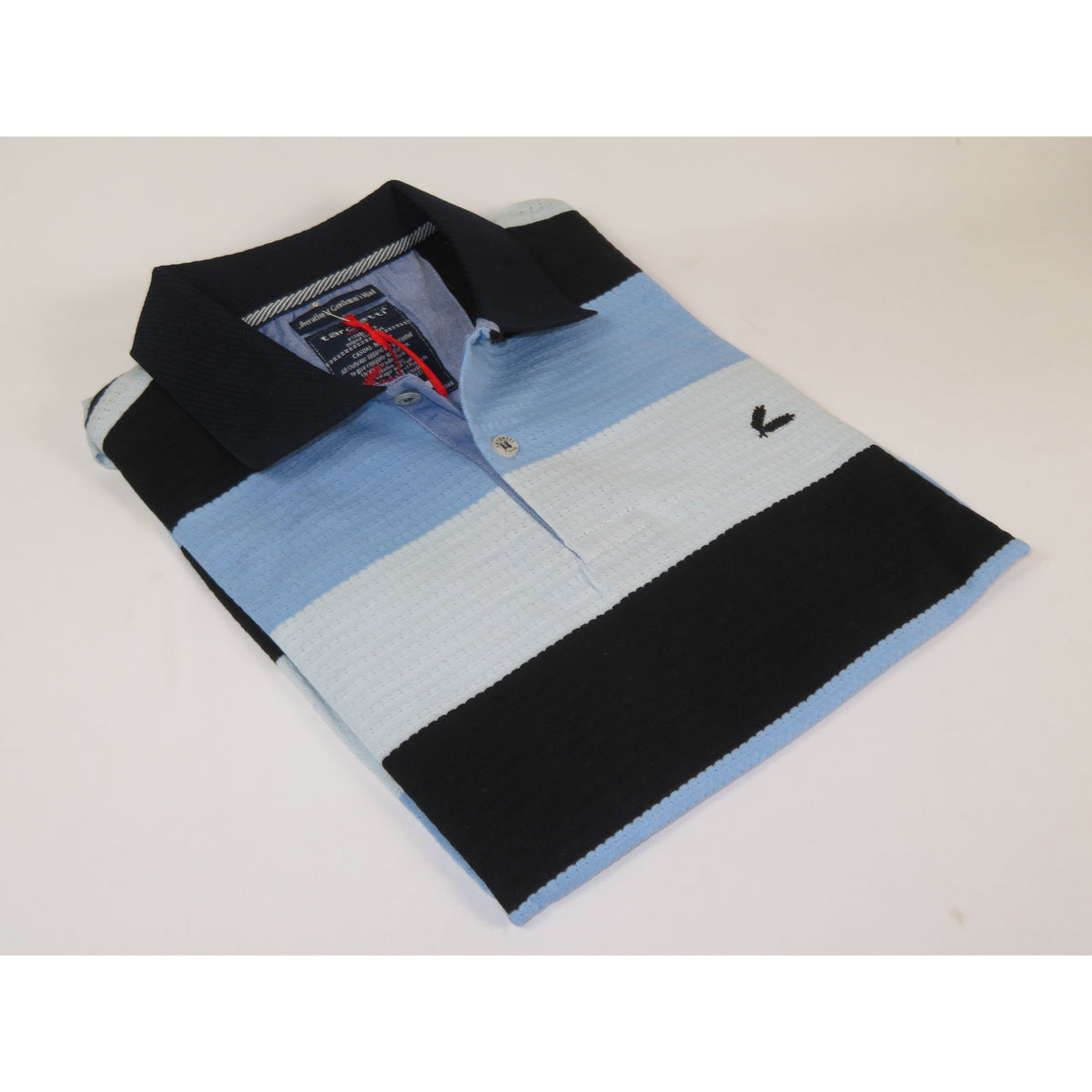 Mens Short Sleeves Fancy Polo Shirt large Panel Design by Targetti Rome 1713 Multi Blue