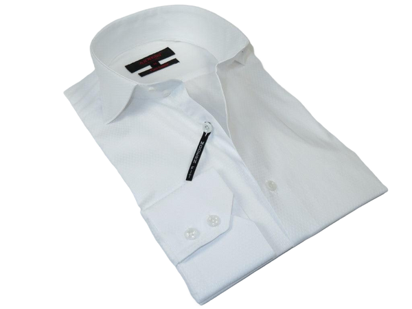 Men's Axxess Turkey Shirt 100% Egyptian Cotton High Collar 224-03 White Pique