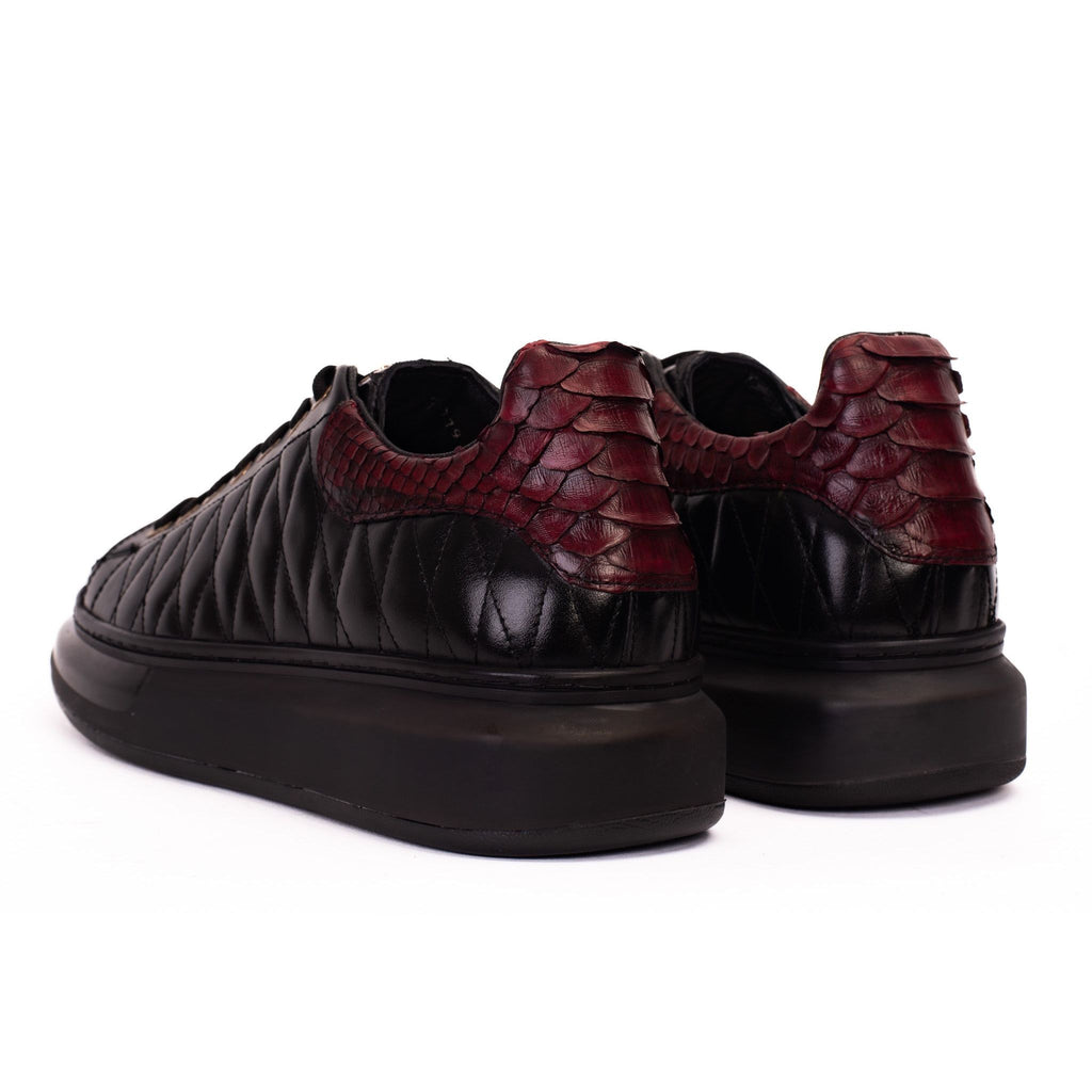 The Adler Pyht  Snk Skin Black & Burgundy Men Sneaker